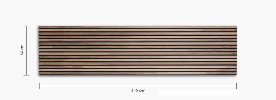 Dimensions of the Walnut Acoustic Nord Panel - 240cm by 60cm by 2cm